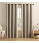 CUCRAF Beige Blackout Curtains 84 inch Length 2 Panels Set, Room Darkening Curtains & Drapes for ...