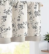 jinchan Linen Kitchen Valance for Windows 16 Inch Floral Double Layer Valance Living Room Laundry...