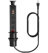 Pop Up Electrical Outlet for Countertop with 30W Max Fast Charging, Space Saver Pop Up Electrical...