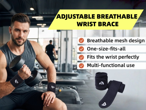 Breathable Adjustable Wrist Support Brace for Weightlifting, Ideal for Fitness, Typing, and Gaming