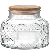 Vintage Glass Decorative Jar, 25.4 FL OZ Glass Food Storage Containers with Bamboo Lid, Sugar Bow...