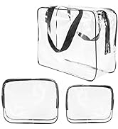 3Pcs Crystal Clear PVC Travel Toiletry Bag Kit for Women Men, Waterproof Vinyl Organizer Clear Ma...