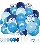 60Pcs 12inch Metallic Macaron Blue Matte Blue Balloons Navy Blue Latex Balloons for Birthday Wedd...