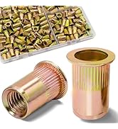 Vifmy 160Pcs M5 Rivet Nuts, Metric Zinc Plated Finish Carbon Steel Flat Head Threaded Insert Nuts...