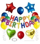 WEIKA 27 PCS Happy Birthday Balloon, Birthday Decorations 3D Foil Happy Birthday Banner 18 Inch H...