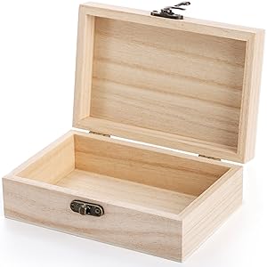 Yarlung 8 Pack Unfinished Wooden Boxes for Crafts 6x4x2 Inch Small Keepsakes Box