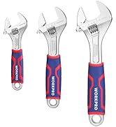 WORKPRO 3-piece Adjustable Wrench Set, Cr-V Wide Jaw Wrench With Rubber Anti-Slip Grip, 6-inch, 8...