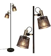 Newrays 2-Way Industrial Retro Iron Metal Mesh Floor Lamps with Adjustable Switch Plug-in for Liv...