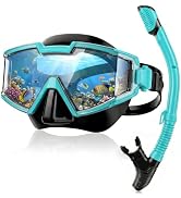 Snorkel Set for Adults, Snorkel Mask with Dry Snorkel, 180° Panoramic Anti-Fog and Anti-Leak, Div...