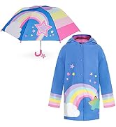 Rain Coats for Girls and Boys & Kids Umbrella Set - Toddler Umbrellas for Rain - Kids Raincoat fo...