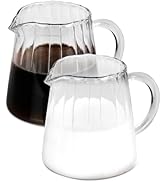 Loscarol 2 Pcs Creamer Pitcher, Elegant Wave Shaped Glass Milk Pitcher, for Coffee, Tea, Serving ...