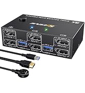 8K USB 3.0 Displayport KVM Switch 2 Monitors 2 Computers 8K@30Hz 4K@144Hz,MLEEDA Dual Monitor Dis...