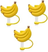 3Pcs Yellow Banana Straw Cap, Cute Silicone Straw Covers Cap for Stanley Cup, Dust-Proof Drinking...