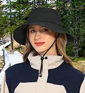 Solid Packable Sun Hat for Women and Men Wide Brim Waterproof Beach Bucket Hats UPF 50+