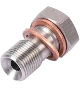 Ferianl M10x1.0 Metric Stainless Steel Single Banjo Bolt Brake Fitting Adapter, with Copper Washe...