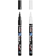 Overseas Paint Pens Paint Markers - White & Black Permanent Markers Acrylic Paint Pens 2 Pack, Wa...