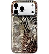 Reezaddin Glitter Cheetah Zebra Animal Print Phone Case for iPhone 17 Pro, Cute Aesthetic Y2K Leo...
