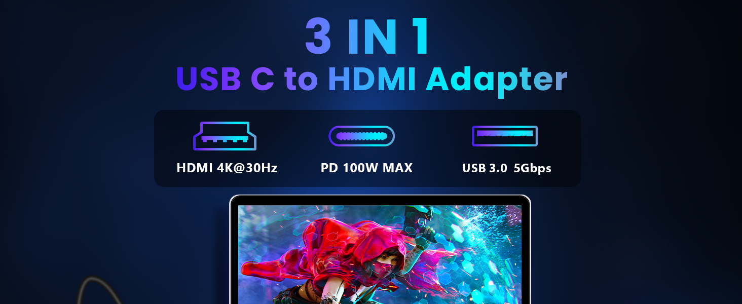 USB C TO HDMI ADAPTER 4K30