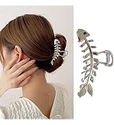 Metal Silver Hair Claw Clips Fish Bone Shape Hairpins Elegant Fishbone Hair Clips Clamps Crab Hai...
