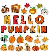 Hello Pumpkin Cut-Outs Pumpkin Maple Leaves Cut Outs Happy Fall Autumn Classroom Bulletin Board D...