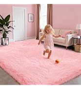 Pink Carpet Fluffy 5x7 Area Rugs for Bedoom Girls, Soft Fuzzy Furry Shag Rug for Living Room, Upg...