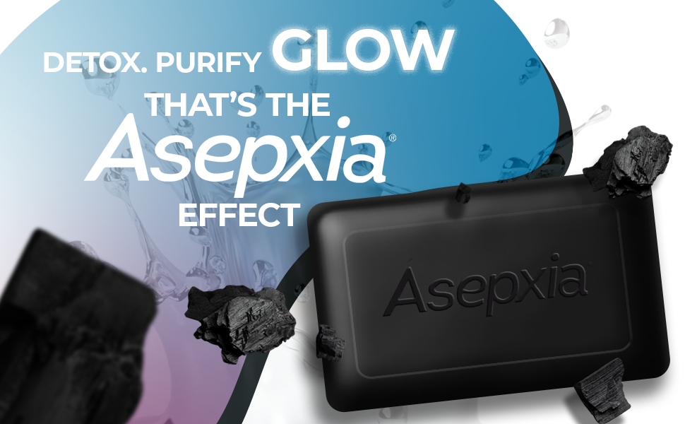 Asepxia Charcoal Purifying Effect bar soap with water splash for deep face wash skin care