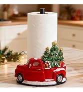 ZUNTO Christmas Paper Towel Holder with Red Truck, Resin Christmas Desk Decor for Kitchen Freesta...