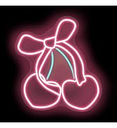 Pink Cherry Bow LED Neon Sign, Girly Heart Coquette Cherry Trendy Wall Art Neon Light Girl's Bedr...