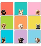 9 Pads Cute Sticky Notes Set, 3" x 3" Dog Self Stick Notepads, Funny Dog Stationery, Kawaii Adhes...