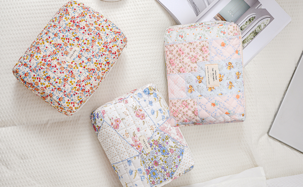 Quilted Cotton Makeup Bag