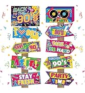 20 Pieces 90s Party Decorations Sign Retro Hip Hop Party Sign for Back to The 90s Adults Neon Thr...