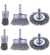 6 Pack Carbon Steel Wire Wheel Brush, Rocaris Cup Brush, Wheel Brush, Pen Brush Set with 1/4-Inch...