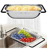 Over the Sink Colander - Strainers and Colanders - Sink Strainer Basket - Expandable Fine Mesh St...