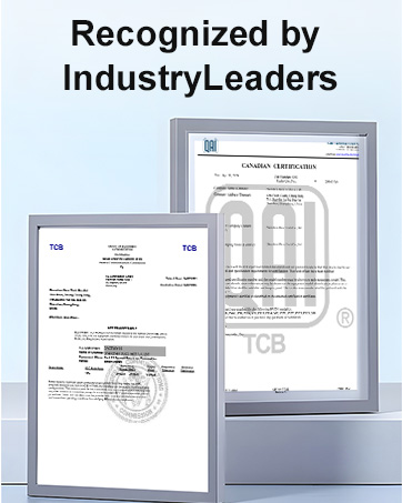 Text reads 'Recognized by IndustryLeaders'. Collection of professional document screenshots or certificates displayed in a grid layout.