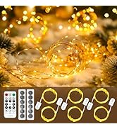 HXWEIYE 6 Pack Fairy Lights Battery Operated with Remote & Timer, 7ft 20LED Mini Firefly Starry L...