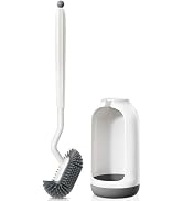 HAMITOR Toilet Bowl Brush Holder Set: Deep Cleaning Silicone Toilet Cleaner Scrubber Under Rim wi...