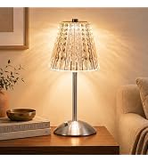 Nusogon Cordless Touch Table Lamp, LED Rechargeable Small Dask Lamp, 3 Colors Dimmable Battery Op...