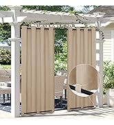Easy-Going Linen Look Outdoor Curtains Waterproof Windproof Porch Curtains, Soft Thicken Outdoor ...