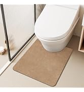 TYUU Toilet Rug, Thin Toilet Rugs U Shaped Washable Non Slip Absorbent Quick Dry Low Pile Toilet ...