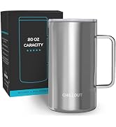 CHILLOUT LIFE Stainless Steel 20 oz Vacuum Insulated Coffee Mug with Handle and Lid, Large Therma...