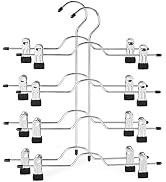 TOPIA HANGER 4 Tier Metal Skirt Hangers for Women, Pants Hanger Space Saving with Adjustable Clip...
