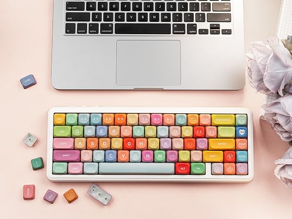Cute Candy PBT Keycaps, Gunmy Bear MOA Keycaps Dye-Sublimation,Colorful Custom keycaps