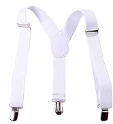 WLngtv White Child Girls Boys Suspenders Braces,Kids Y-Back Adjustable Elastic Suspenders with Me...