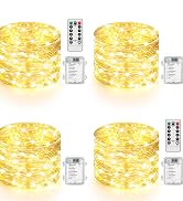 Lakumu 4-Pack 33FT 100 LED Fairy Lights Battery Operated, Remote Control String Lights with Timer...