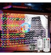 Curtain Lights Battery Powered 10x10ft 300LED Twinkle Fairy String Lights Multicolor Cool White D...