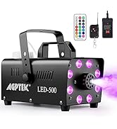 Smoke Machine, AGPTEK Fog Machine with 13 Colorful LED Lights Effect, 500W and 2000CFM Fog with 1...