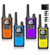 Rechargeable Walkie Talkies Long Range, 4 Pack Walkie Talkies for Adults NOAA Weather Alert, 2 Wa...