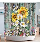 Vimorco Sunflower Shower Curtain, Butterfly Shower Curtains for Bathroom, Waterproof Quick-Dry Po...