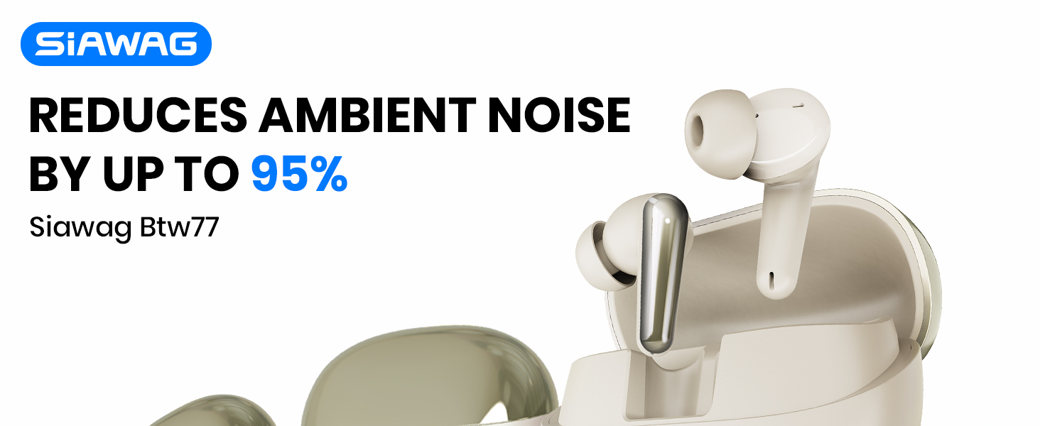 Earbuds Classic Bluetooth Wireless with Microphone - Stereo Sound, Active Noise Canceling