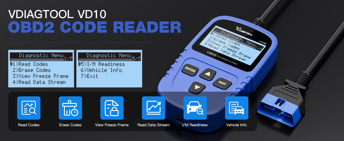 VDIAGTOOL VD10 OBD2 CODE READER